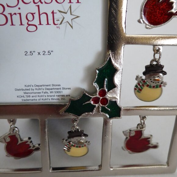 NEW CHRISTMAS HOLIDAY SILVER CHARM FRAME SNOWMAN CARDINAL - Picture 8 of 11